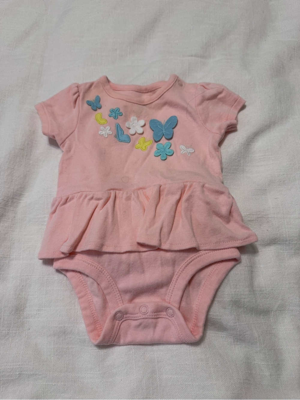 Carter's Pink Onesie with Butterfly and Flower Appliqués